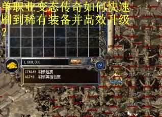 单职业变态传奇如何快速刷到稀有装备并高效升级？