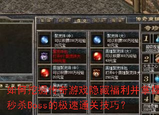 ����ھ�����Ϸ���ظ�����������ɱBoss�ļ���ͨ�ؼ��ɣ�