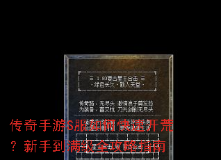 传奇手游S服如何快速开荒?新手到满级全攻略指南 传奇手游S服如何快速开荒?新手到满级全攻略指南